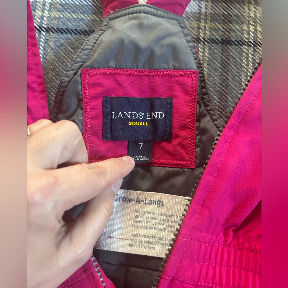 Lands end girls berry Pink ski snow bib pants - Picture 4 of 8